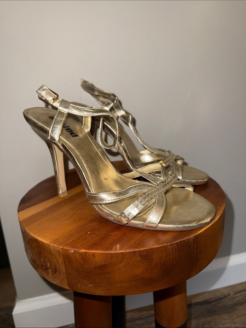 Unlisted Metallic Gold Strappy High Heel Sandals